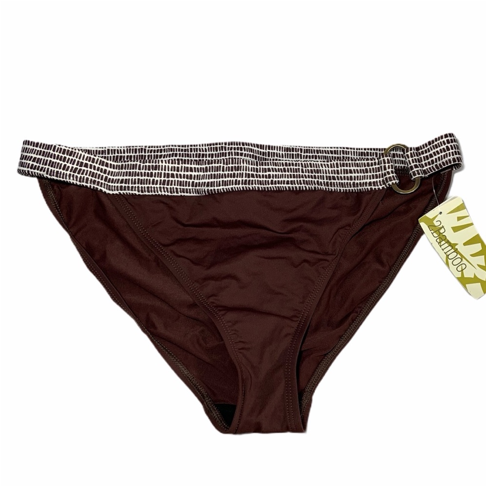 2Bamboo Bikini Bottom Brown White Trims Sz XL
